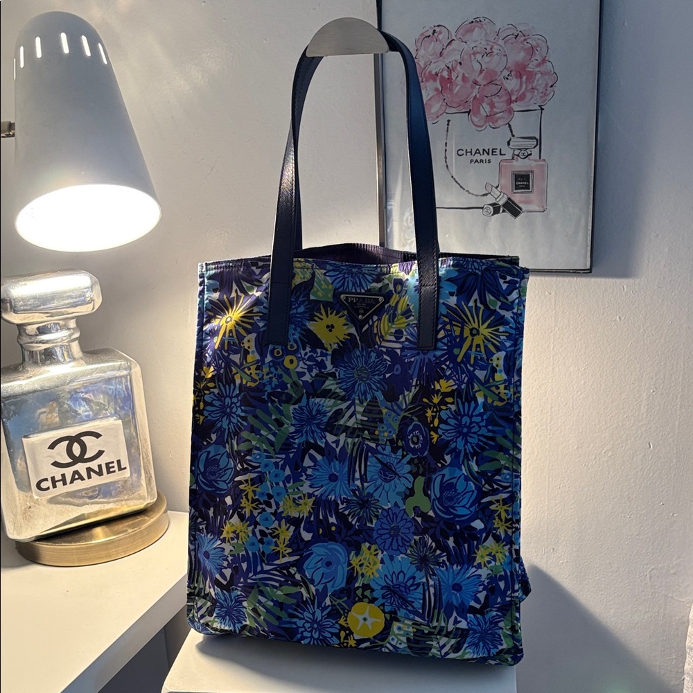 Floral Blue Prada Tote bag